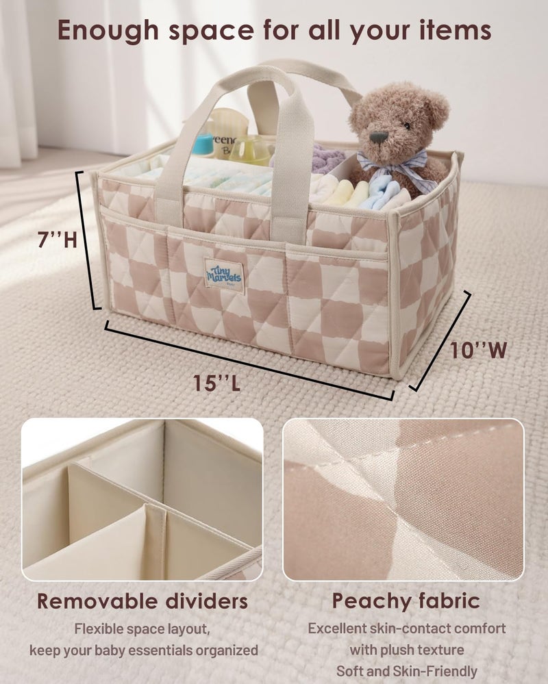 Tiny Marvels Baby Diaper Caddy Organizer, Water Repellency Baby Basket for Newborn Essentials and Diaper Station, Gift for Baby Shower and Registry Must-Have, Portable Storage for Travel - Image 4
